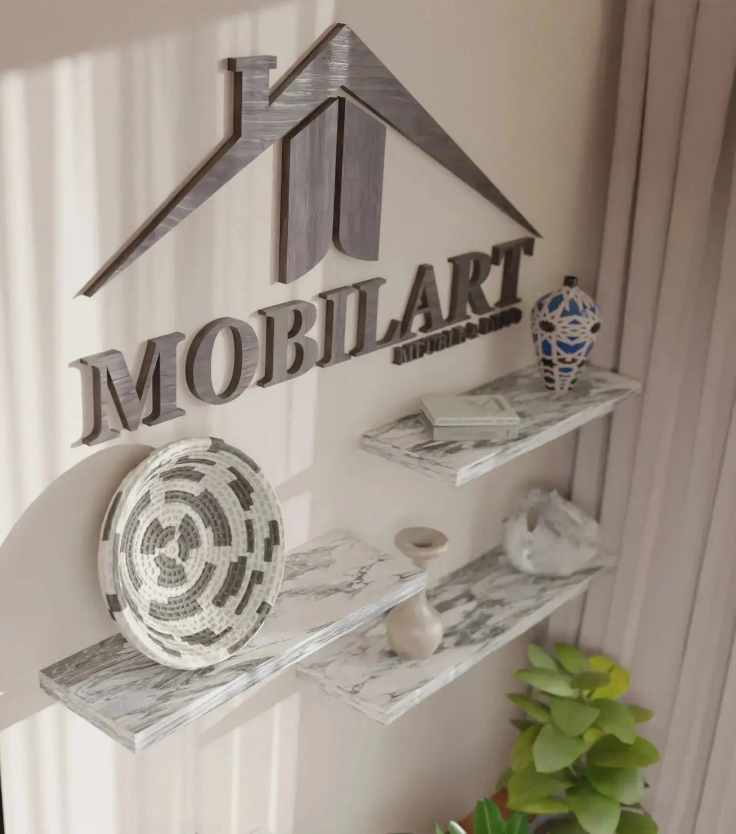 Pack 3 étagères marbré Mobilart.ma