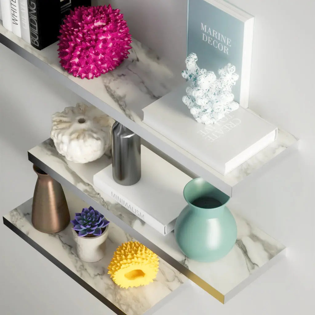 Pack 3 étagères marbré Mobilart.ma